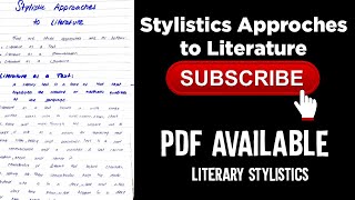 Stylistic Approaches to LiteratureLiterature as Text Discourse and Communication [upl. by Alyad139]