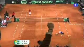 2011 Davis Cup by BNP Paribas Incredible point between Rafa Nadal and Pico Monaco [upl. by Messab]