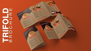 Trifold Brochure Design for Restaurant Menu in Adobe Photoshop CC I HindiUrdu I Skillism [upl. by Ranger]