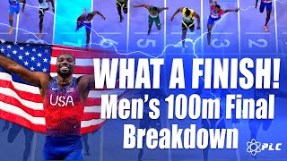 Men’s 100m Olympic Final Breakdown  WHAT A FINISH Noah Lyles Edges Field To Win Gold olympics [upl. by Achilles]