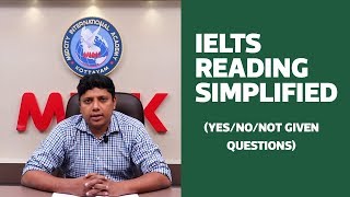 IELTS READING SIMPLIFIED YesNoNot Given Questions  IELTS Coaching Kottayam Kannur Thodupuzha [upl. by Solrak676]