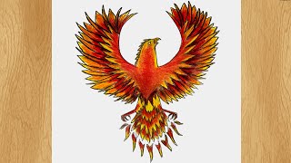 How to Draw a Phoenix I Phoenix Bird Drawing Tutorial [upl. by Idna]