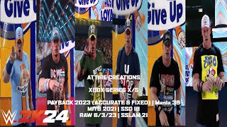 WWE 2K24  Cena Payback 23Mania 39MITB 21SSD18RAW 6323SSlam 21 Now On Community Creations [upl. by Isadore]