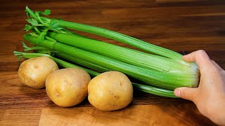 I never get tired of cooking potatoes with celery like this Healthy easy and delicious [upl. by Yenots690]