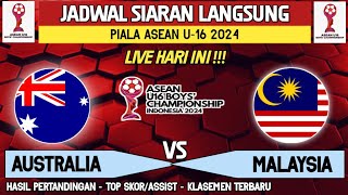 🔴 HARI INI  Jadwal Siaran Langsung Piala AFF U 16 2024  Australia vs Malaysia  Live Indosiar [upl. by Lilith]