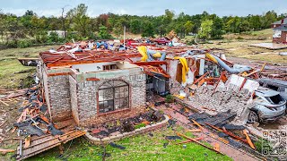 Oklahoma hit by violent tornadoes Harrah OK tornado aftermath  drone 2024 [upl. by Christoffer]