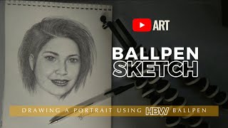 Ballpen Sketch drawing potrait using HBW ballpen [upl. by Mialliw]