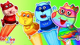 Colorful Superheroes Team  Lost Color Songs  Kids Songs amp Nursery Rhymes WolfooFamilySongs [upl. by Halyak413]