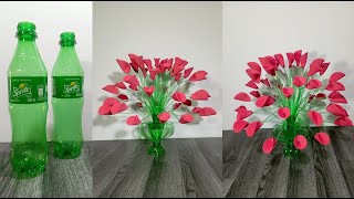 hermosas flores de botellas plasticas recicladas  manualidades con botellas pet [upl. by Tipton]