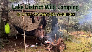 Wild Camping in The Lake District in 2x yellow weather warnings Bushcraft camp amp cook December 23 [upl. by Alard]