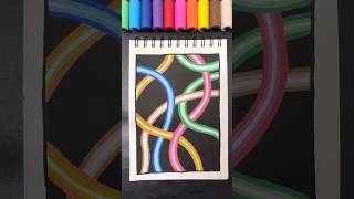 Line with different Neon lights art drawing posca shorts markers painting [upl. by Eseer]