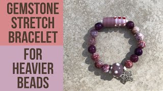 Agate Gemstone Stretch Bracelet Tutorial  Double Cord Method for Heavier Beads [upl. by Tartaglia]