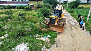 WONDERFULOPERATED OF FILLING FLOODED LAND NEXT TO THE ROADS USE SHANTUI DOZER AND SMALL DUMP TRUCKS [upl. by Richardo]