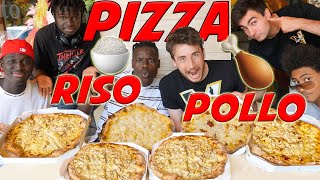 PIZZA al RISO CON POLLO  Chi la MANGIA più velocemente Neri VS Bianchi ● GARA di CIBO [upl. by Gibb]