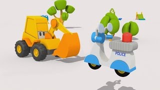 Cartoni animati per bambini L’escavatore Max la moto della polizia [upl. by Arden]