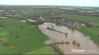 Flooding in Tewkesbury Gloucestershire seen from the air [upl. by Sedaiuqlem148]