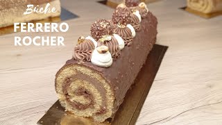 ❄️ RECETTE DE BÛCHE DE NOËL Au FERRERO ROCHER❄️ facile bûchedenoël recipecooking [upl. by Suoivatco46]