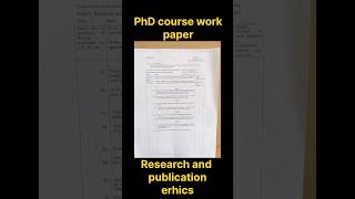 Research amp Publication ethics Paper phd course work phd pyqs [upl. by Wang]