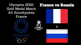 Tokyo Olympics 2020  France vs Russia  Gold Medal Match  Mens Volleyball  All Attacks France [upl. by Annasiul]