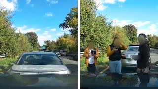 Shocking Video Shows Driver Reversing Into Car on Parkway [upl. by Kadner]