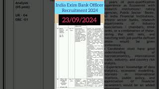 🔍India Exim Bank Officer Recruitment 2024shortsviral [upl. by Nyletak]