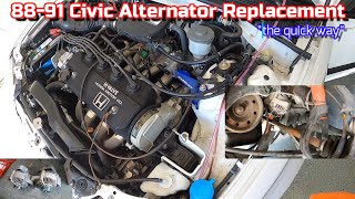 8891 Civic Alternator Replacement  Quickest Method [upl. by Eisnyl134]