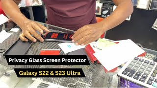 Privacy Glass Screen Protector Samsung S23 ultra amp S22 ultra [upl. by Beverlee117]