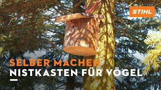 Nistkasten für Vögel mit der Kettensäge bauen  Anleitung [upl. by Atirehgram]