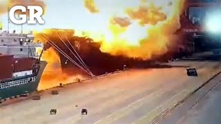 Sacude explosión en buque en puerto de China [upl. by Vial322]