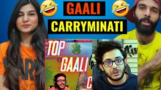 Carryminati  carryislive top gaali complition 🤣🤣 use headphones carryminati Reaction video [upl. by Ihcehcu841]