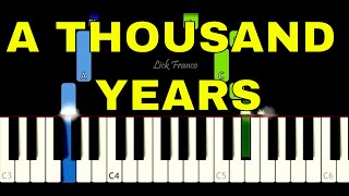 A Thousand Years EASY Piano Tutorial [upl. by Libby731]