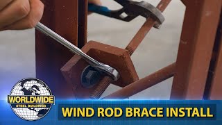 Steel Building Wind Rod Brace Install for Sidewalls  How To DIY Steel Building [upl. by Amahs441]