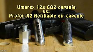 Umarex 12g CO2 vs ProtonX2 refillable HPA capsule [upl. by Seppala]