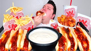 CHEESY CHILI CHEESE DOGS with ALFREDO SAUCE • HUGE WIENERSCHNITZEL FEAST • Mukbang amp Recipe [upl. by Christal]