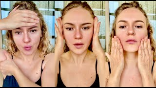 20 minutes self facial massage lymphatic drainage Remove swelling slim face for morning to glow [upl. by Powder]