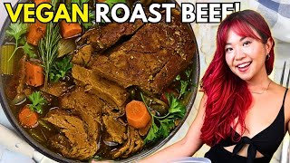 I Tried Making VEGAN ROAST BEEF It was EASY amp DELICIOUS [upl. by Ecirpak]