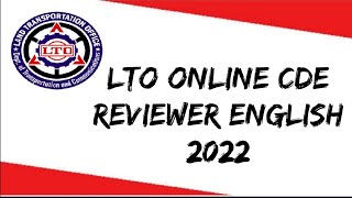 LTO ONLINE CDE VALIDATION EXAM REVIEWER  ENGLISH 2022 JHUNADRIANLEE [upl. by Dj]