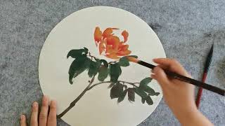 Painting art 写意牡丹花头画法，体现遮挡关系的范画。 [upl. by Browning]