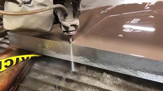 Water Jet Cutting through 3quot inch thick Aluminum Metal 4 x 6 [upl. by Eileme986]