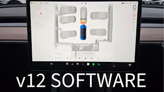 Tesla v12 software update  new graphics Tesla Vision update [upl. by Einon986]