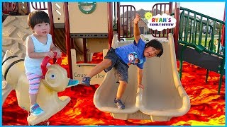 The Floor is Lava Kids Pretend Play at the Playground with Ryans Family Review [upl. by Nosretep]