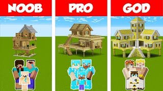 Minecraft NOOB vs PRO vs GOD SURVIVAL FAMILY HOUSE CHALLENGE in Minecraft  Animation [upl. by Mcquoid]