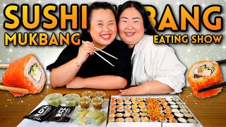 SUSHI MUKBANG 먹방 Spicy Tuna Roll  Salmon Roll  Shrimp Roll  Scallop Roll Eating Show SO GOOD [upl. by Nimaj722]