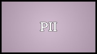 PII Meaning [upl. by Burl]