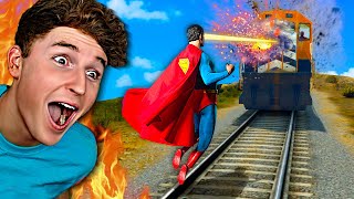 Can SUPERHEROES Stop The TRAIN In GTA 5 Mods [upl. by Ginevra931]