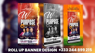 FREE PSD FILES  PULL UP BANNER DESIGN  FREE PHOTOSHOP TUTORIALS [upl. by Cooley407]