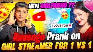 🤬REVENGE PRANK😏ON CUTE GIRL STREAMER  1 VS 1🔥 REJECTED HER 💔 FREE FIRE IN TELUGU dfg freefire [upl. by Regine]