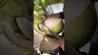 Simple way to peel coconut shorts streetfood asmr coconut experiment explore [upl. by Kory]