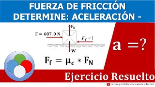 FUERZA DE FRICCIÓN  Calcule la aceleración [upl. by Loftis923]