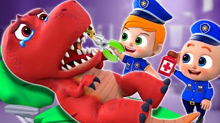 Baby Police vs Giant TREX  Big Dinosaur Songs🦖  Escalator Safety Song Nursery Rhymes amp Kids Songs [upl. by Briant286]